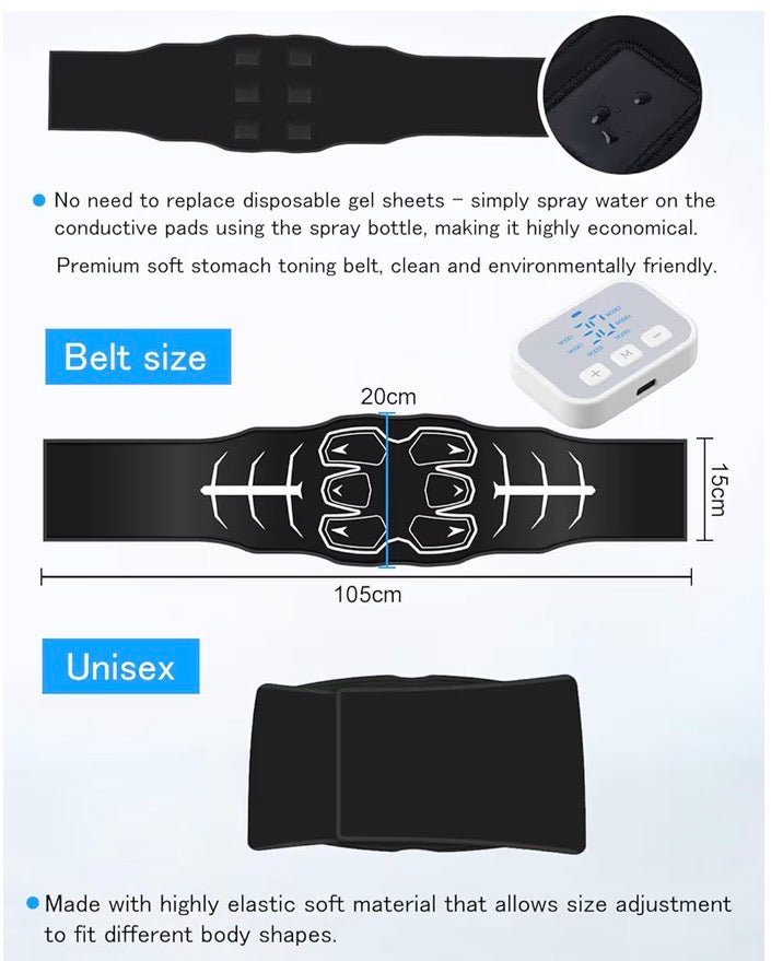 ABS Trainer EMS Muscle Stimulator 6 Modes 30 Intensity Levels