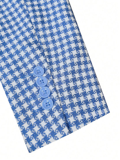 I Finelong Fashionable Casual Houndstooth Patterned Suit Jacket for Men, Suitable for Commuting and Going Out