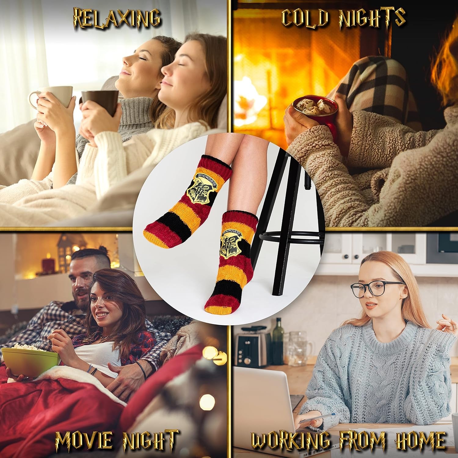 Slipper Socks for Women Teenagers, Cosy Warm Fleece Lined Bed Socks Non Slip - Gifts for Her
