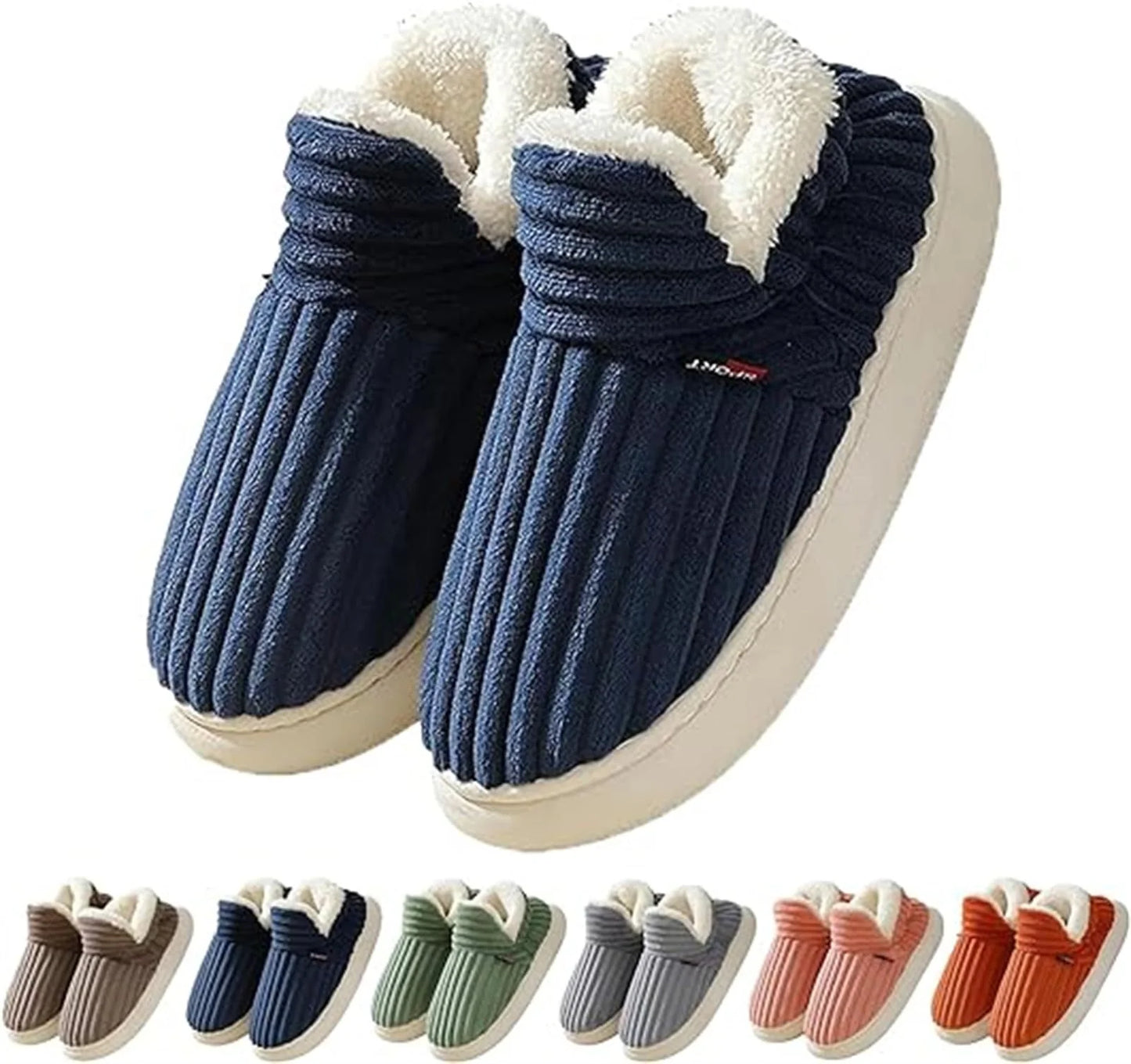 Cross-Border New Style Cotton Shoes with Heel for Women, Indoor Winter Velvet Thick-Soled Warm-Soled Foreign Trade Cotton Shoes for Men, Home Shoes with Heel