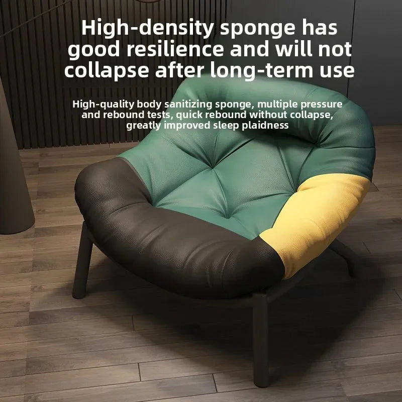 Lazy Cowhide High Rebound Sofa Chair Single Person Light Luxury Lazy Sofa Chair Italian Minimalist Living Room Leisure Chair
