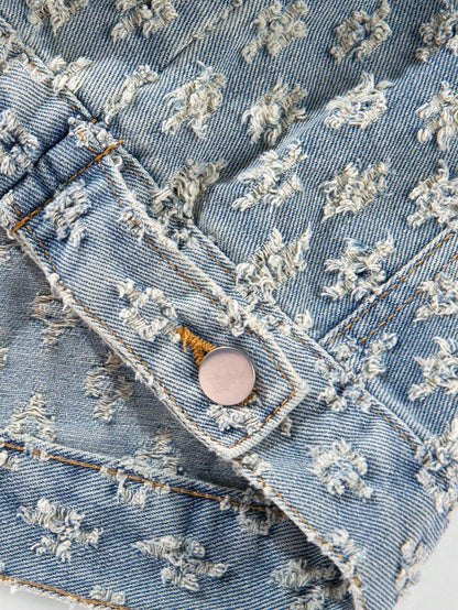 Men'S Retro Streetwear Fashion American Style Floral Print Denim Jacket, & Niche