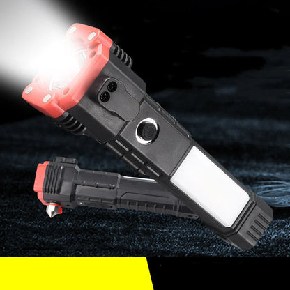 Car Safety Hammer Multifunctional Charging Power Work Light Emergency Fire Self-Rescue Breaking Window Self-Defense Flashlight