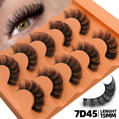 5 Pairs 8D Volume Fluffy False Eyelashes - Russian Strip Lash Extensions, Thick Soft Curly Makeup Lashes