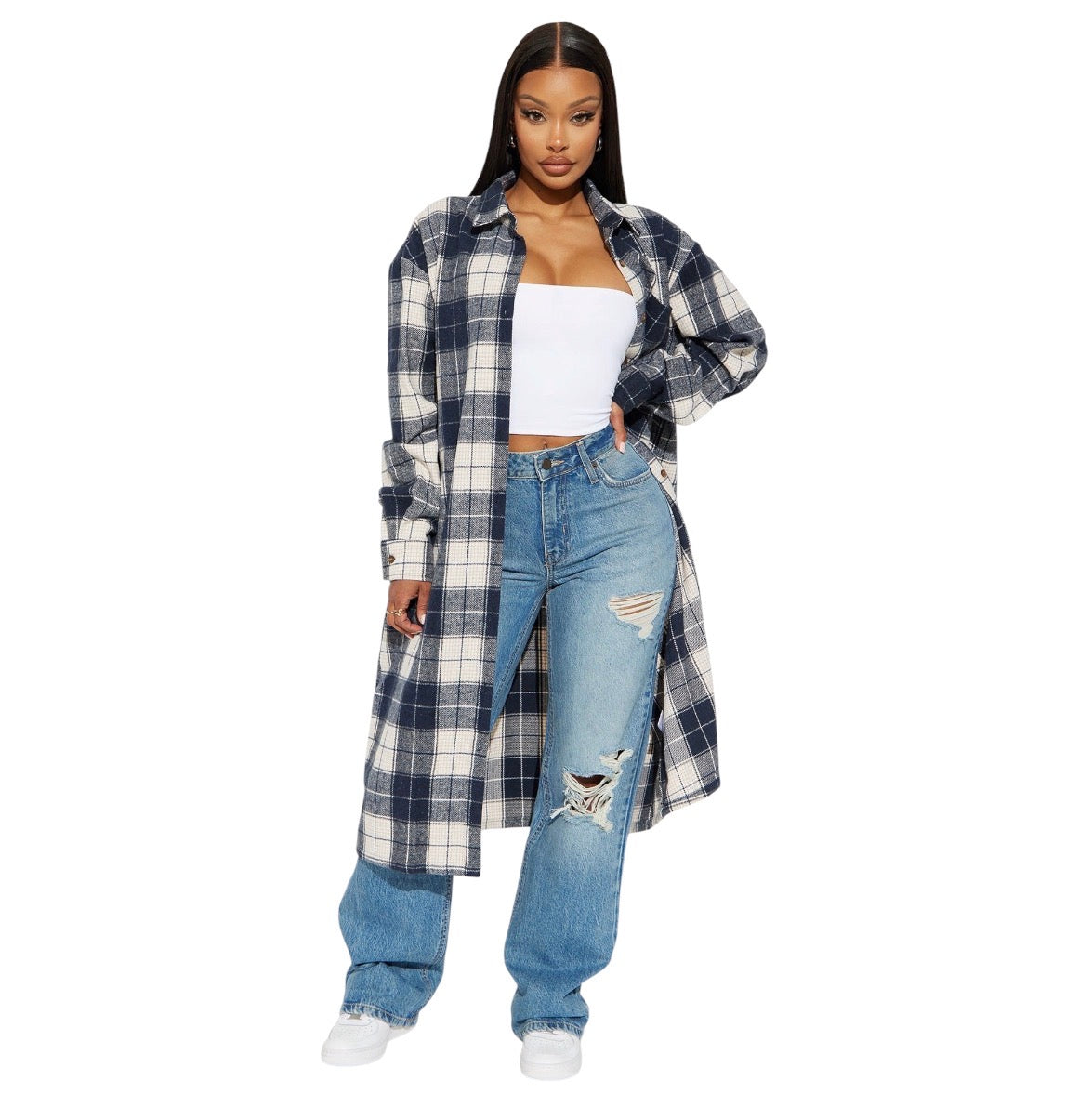 Unbothered Queen Ripped Straight Leg Jeans Vintage Wash
