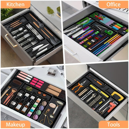 Black Expandable Kitchen Utensil Drawer Storage Box