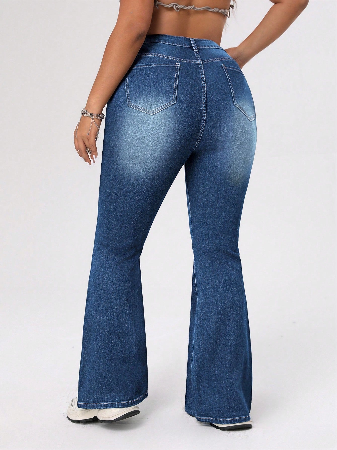 ICON Plus Size Women's Distressed Flared Jeans