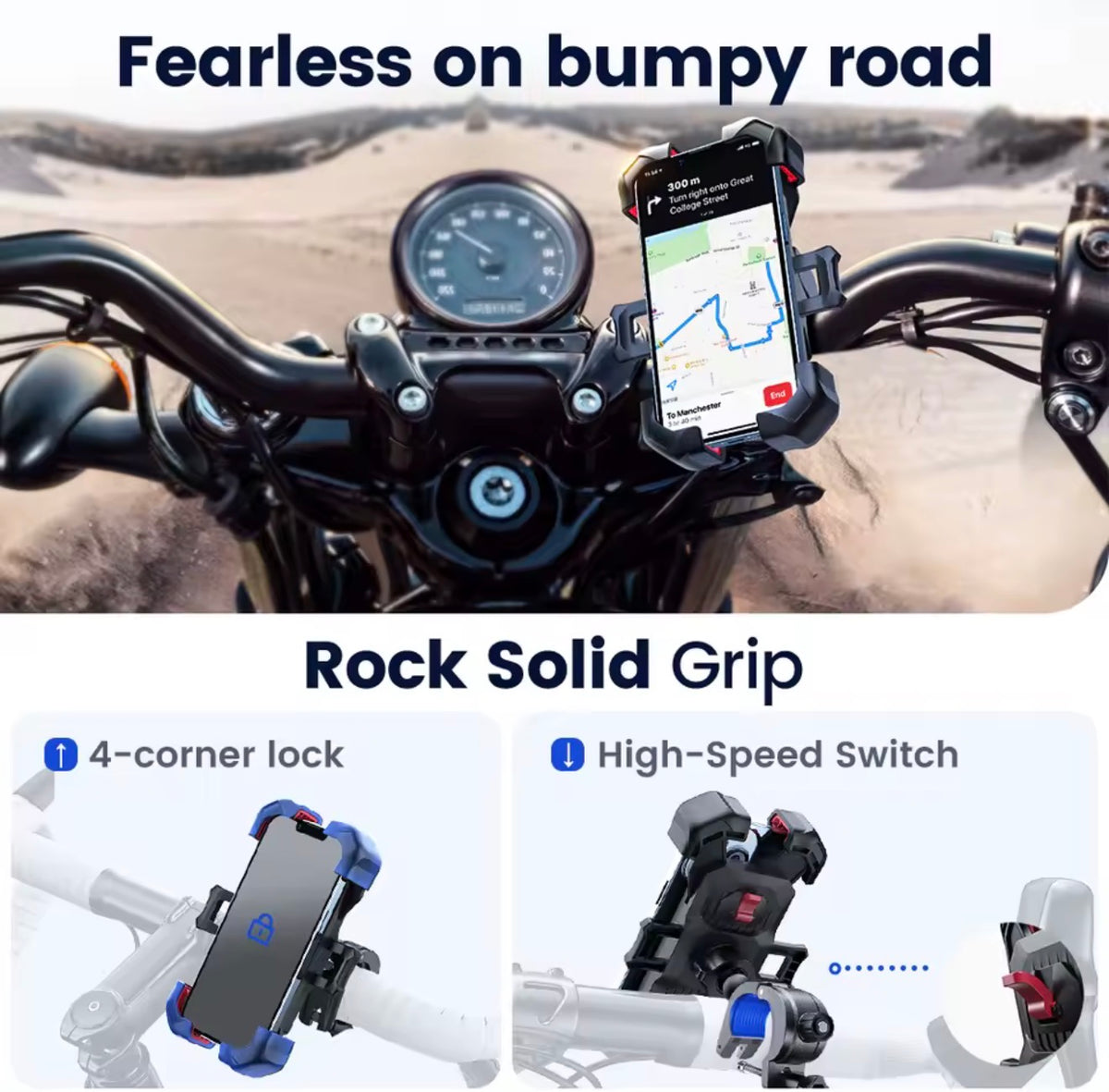 Joyroom Universal Bike Phone Holder 4.7 to 7 Inch 360° Shockproof