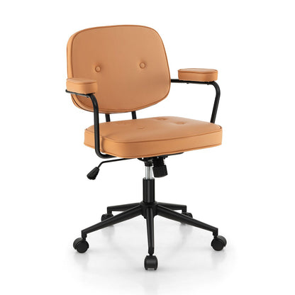 Ergonomic PU Leather Executive Swivel Chair with Adjustable Rocking Backrest in Vibrant Orange