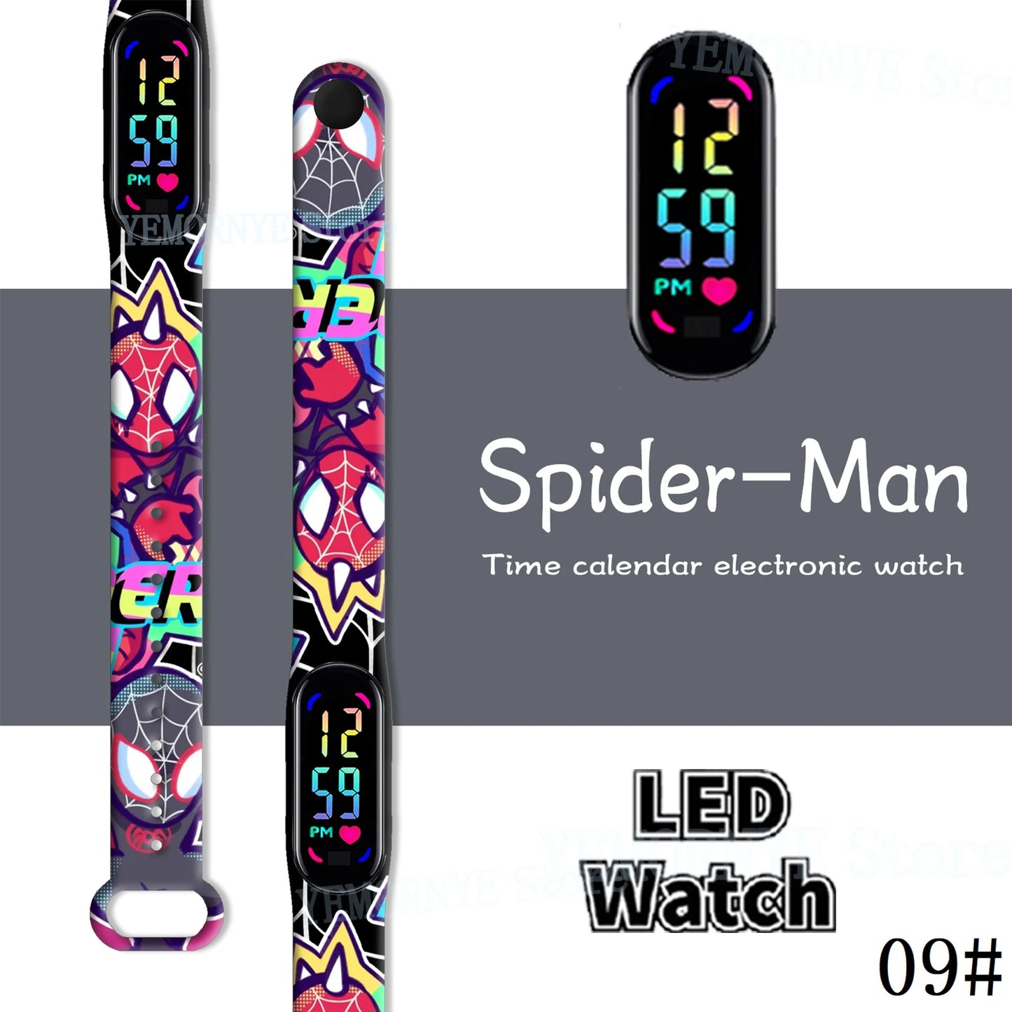 Disney Spider Man Children'S Cartoon Anime Character Luminous Bracelet Watch LED Touch Waterproof Clock Sports Gifts Christmas H