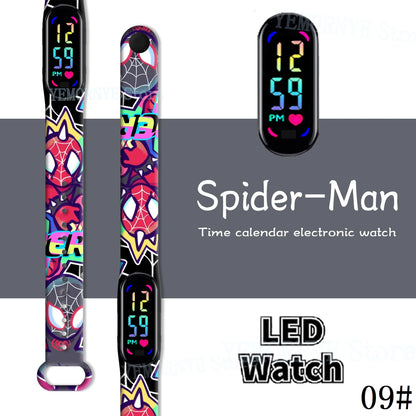 Disney Spider Man Children'S Cartoon Anime Character Luminous Bracelet Watch LED Touch Waterproof Clock Sports Gifts Christmas H