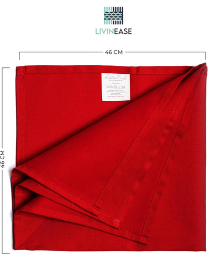 Cotton Cloth Napkins Set of 12-100% Cotton 46 X 46 Cm Reusable Christmas Red Dinner Napkins - Heavy Weight Hotel Quality Pure Cotton Fabric - Ideal for Xmas Dinner & Events (Red, Cotton)