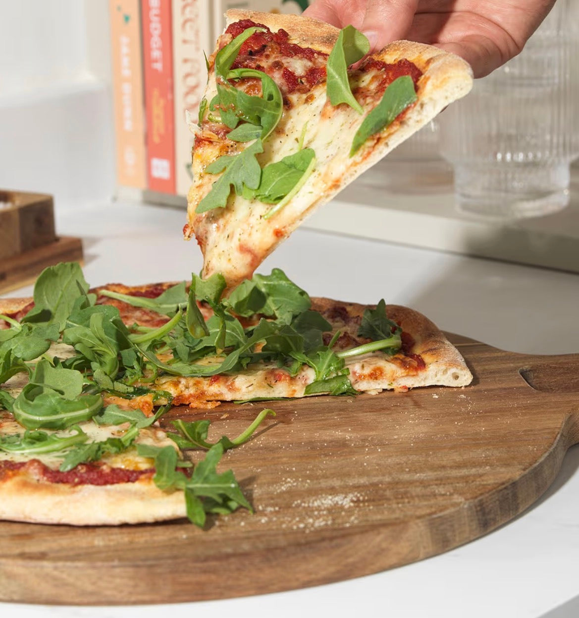 Salter Toronto Kettle, Toaster & Serving Board Set – Kitchen Countertop, 55cm & 60cm Serving Board, Chopping & Pizza Boards, FSC®- Certified Acacia Wood, Wide Slot Toaster, 3kW Rapid Boil, White