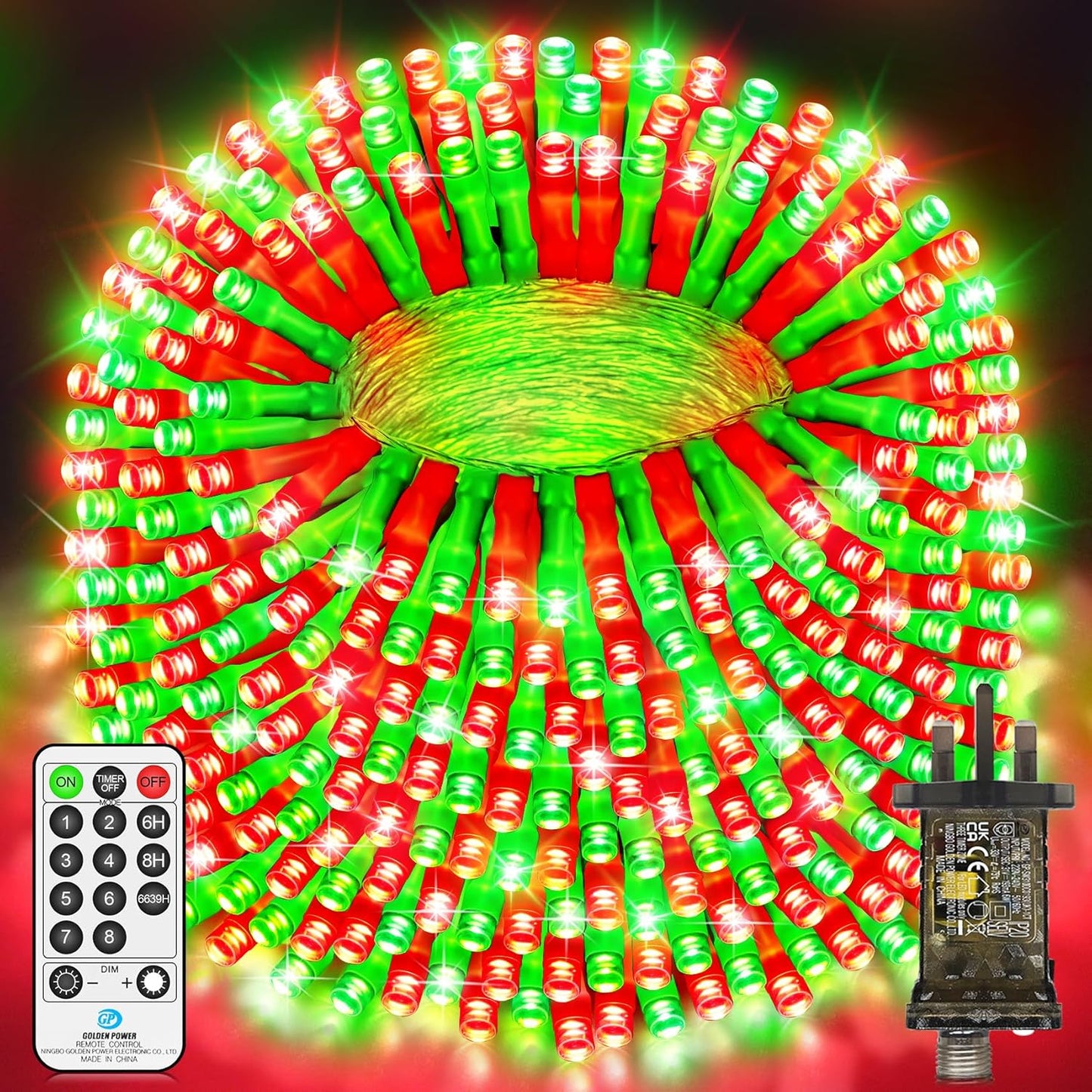 403 FT 1000 LED String Lights Outdoor Fairy Lights Plug in Super Long Christmas Lights with Remote Timer 8 Modes for Xmas Tree Yard outside Garden House Party Wedding Decoration-Red+Green