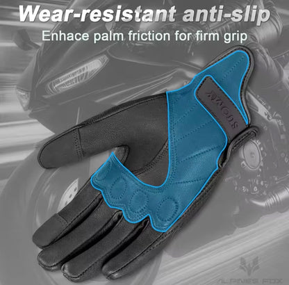 Leather Motorcycle Gloves for Men & Women Touchscreen Retro Riding Gloves