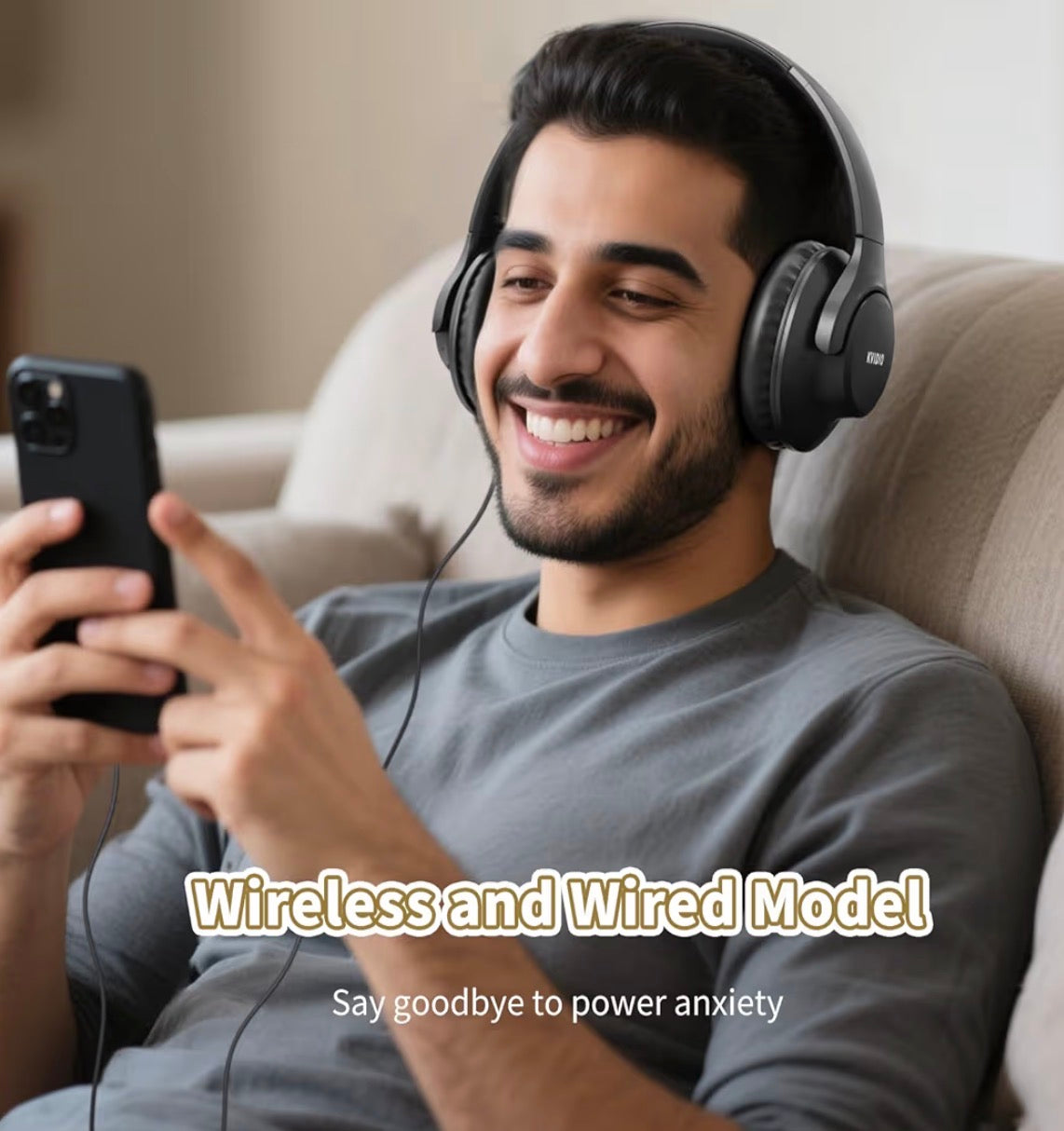 KVIDIO Bluetooth Wireless Over-Ear Headphones 65H Battery Wired & Wireless