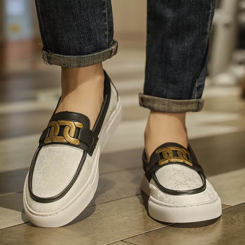 2024 New Bussiness Casual Shoes for Men Low-Top Fashion Loafers Slip on Flat Boat Shoe Mens Luxury Leather Shoes