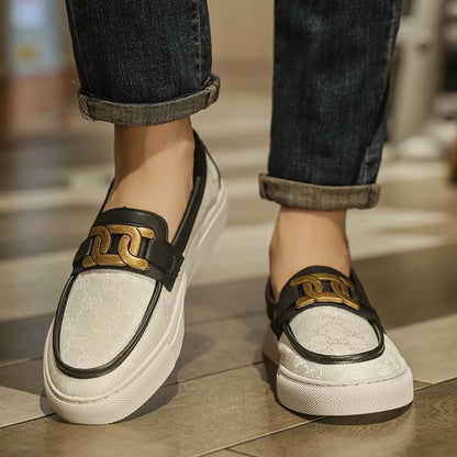 2024 New Bussiness Casual Shoes for Men Low-Top Fashion Loafers Slip on Flat Boat Shoe Mens Luxury Leather Shoes