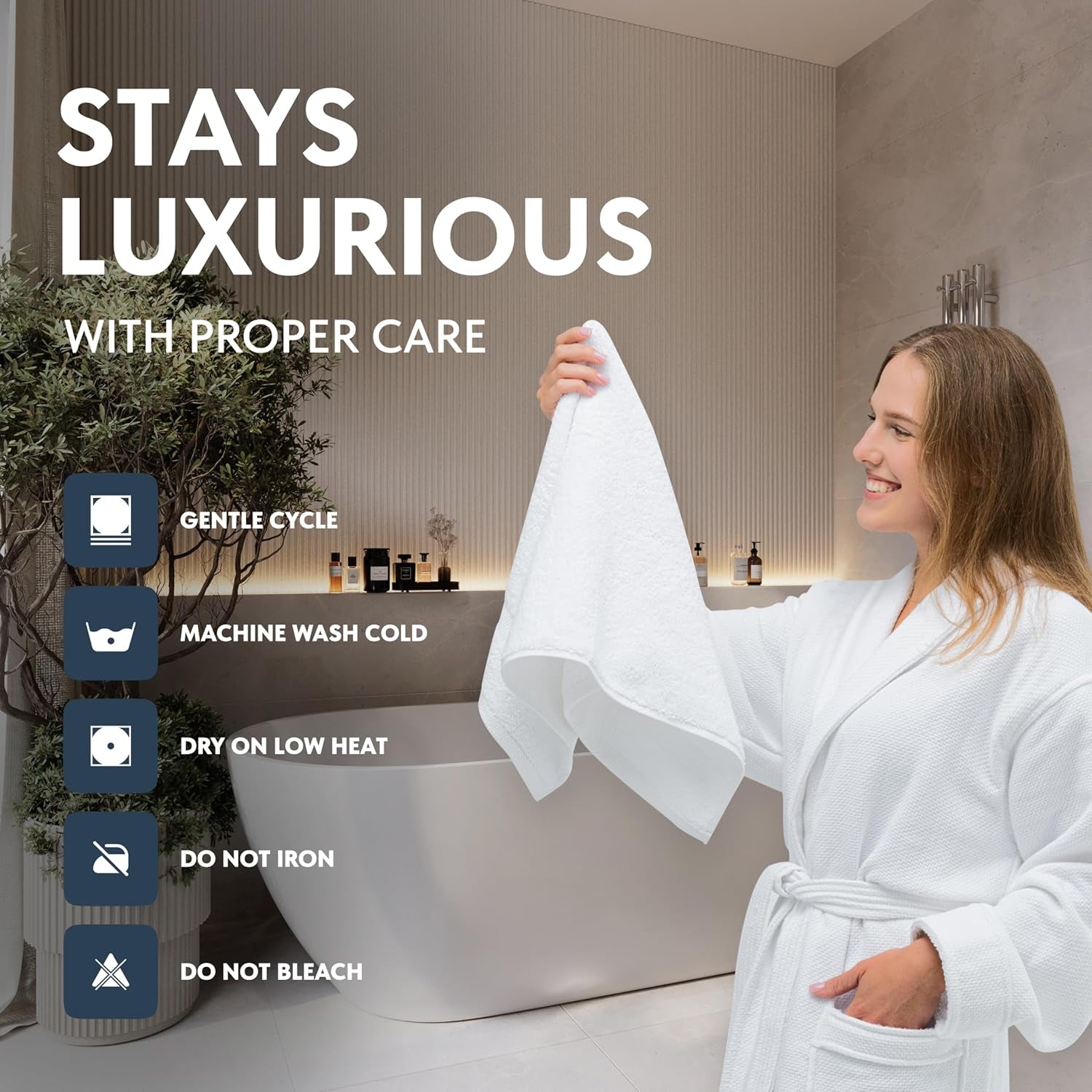 Luxury White Hand Towels, 100% Cotton Bathroom Hand Cloths Set of 6, Hotel Towels Extra 40X76 Cm, Quality Towels Bathroom Sets for Hands | White, 6 Pack
