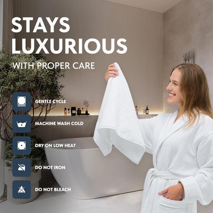 Luxury White Hand Towels, 100% Cotton Bathroom Hand Cloths Set of 6, Hotel Towels Extra 40X76 Cm, Quality Towels Bathroom Sets for Hands | White, 6 Pack