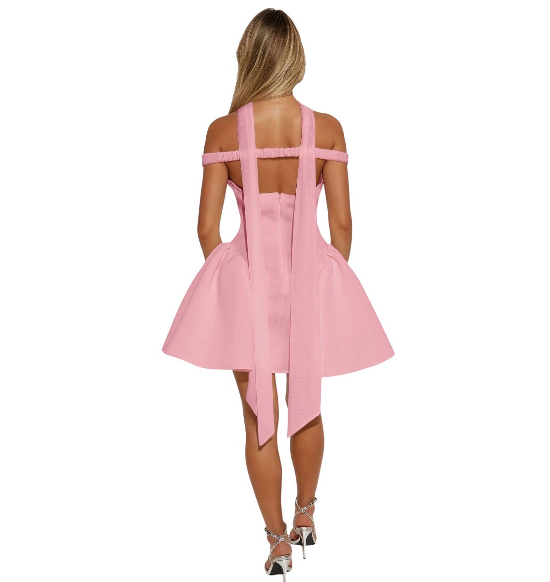 Grand Beauty Off Shoulder Mini Dress Pink