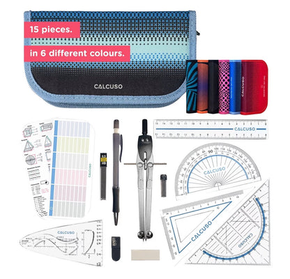 CALCUSO Geometry Set PRO with Compass & Protractor Blue Case