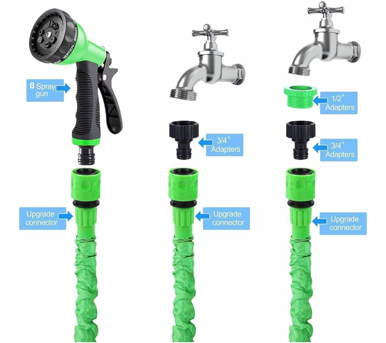 Yiting Expandable Garden Hose Pipe with 8 Function Spray Nozzle