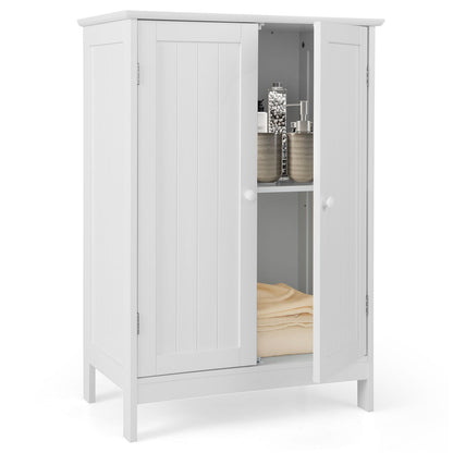 Double Door Bathroom Floor Cabinet with Adjustable Shelving