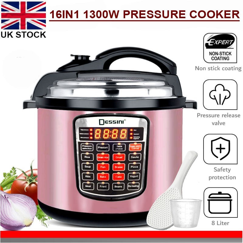 16-In-1 Multi Cooker 6L Pressure Non-Stick Rice Slow Cook Keepwarm Digital 1000W