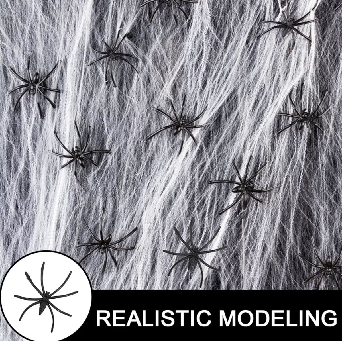 Jsdoin Halloween Spider Web Decoration 60g | 30 Fake Spiders Included