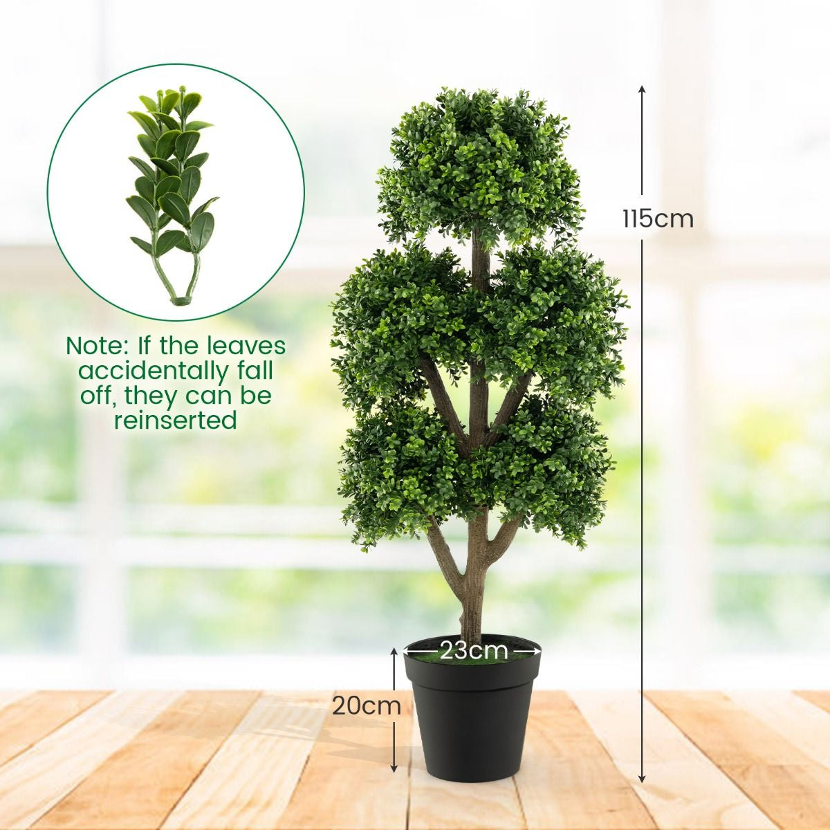 115 cm Artificial Boxwood Topiary Ball Tree for Sophisticated Home and Office Decor