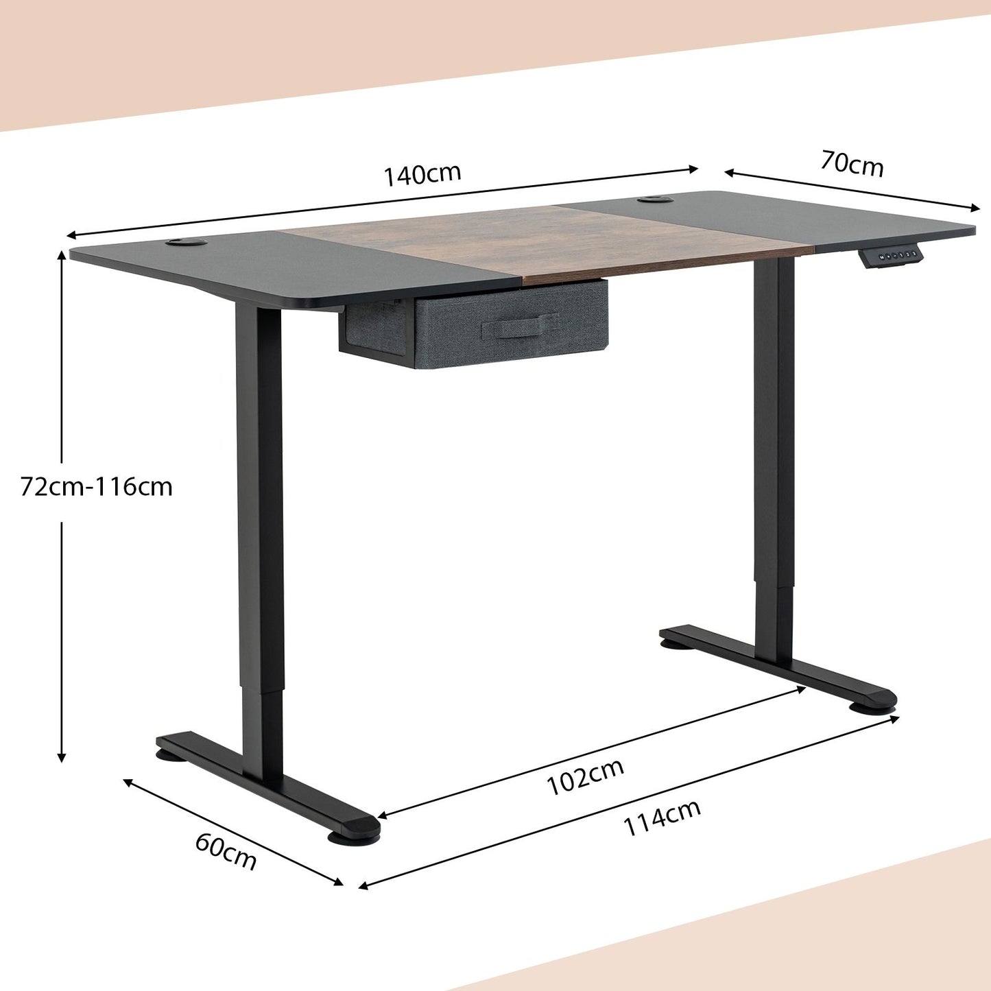 Electric Height-Adjustable Standing Desk with Integrated USB Charging: Enhance Your Workspace Comfort and Productivity