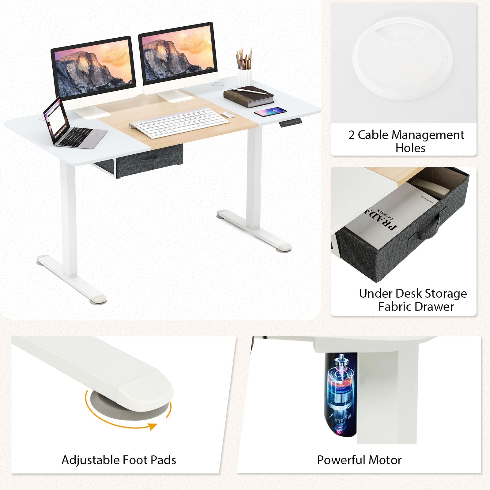 Electric Height-Adjustable Standing Desk with Integrated USB Charging: Enhance Your Workspace Comfort and Productivity