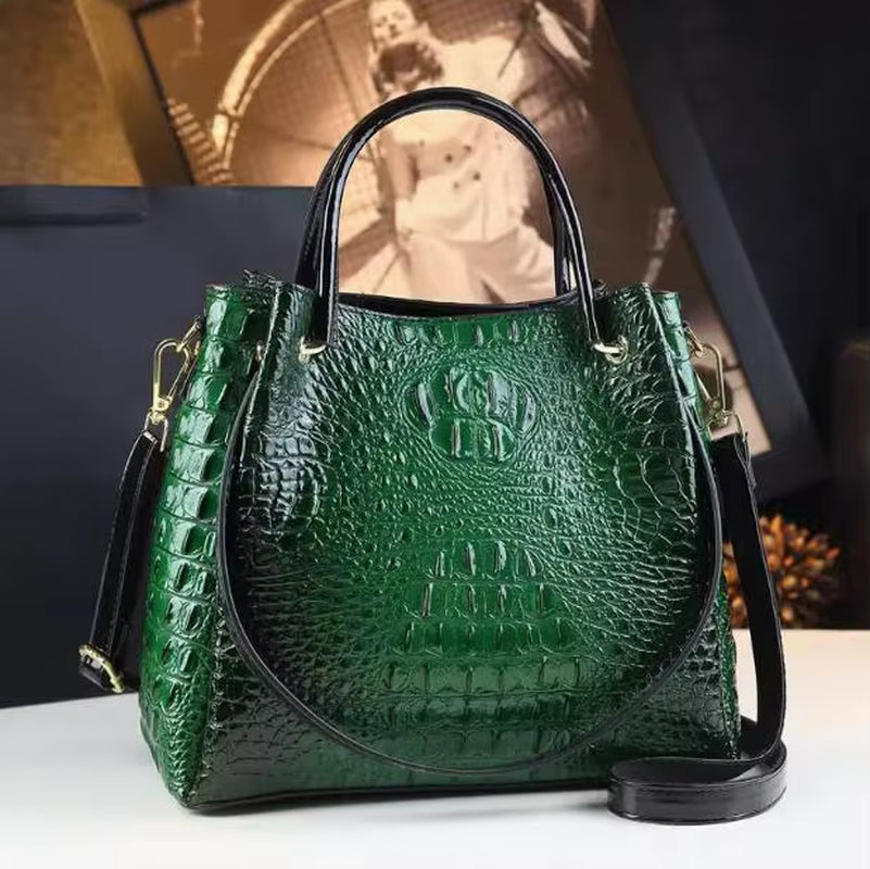 2025 Women Handbags New Tote Bag Fashion Crocodile Print Bucket Bag Retro Shoulder Messenger Bags Trend