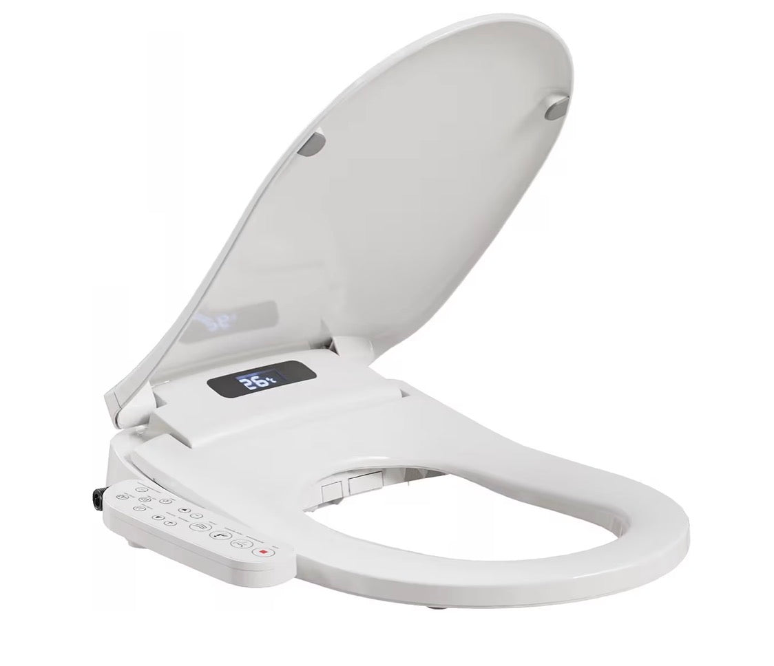 HOROW Smart Electronic Bidet Seat - Heated Toilet Seat with Temperature Control, Built-in Dryer & Night Light, with Water Filter, Soft Close & Removable Self-Cleaning Nozzle