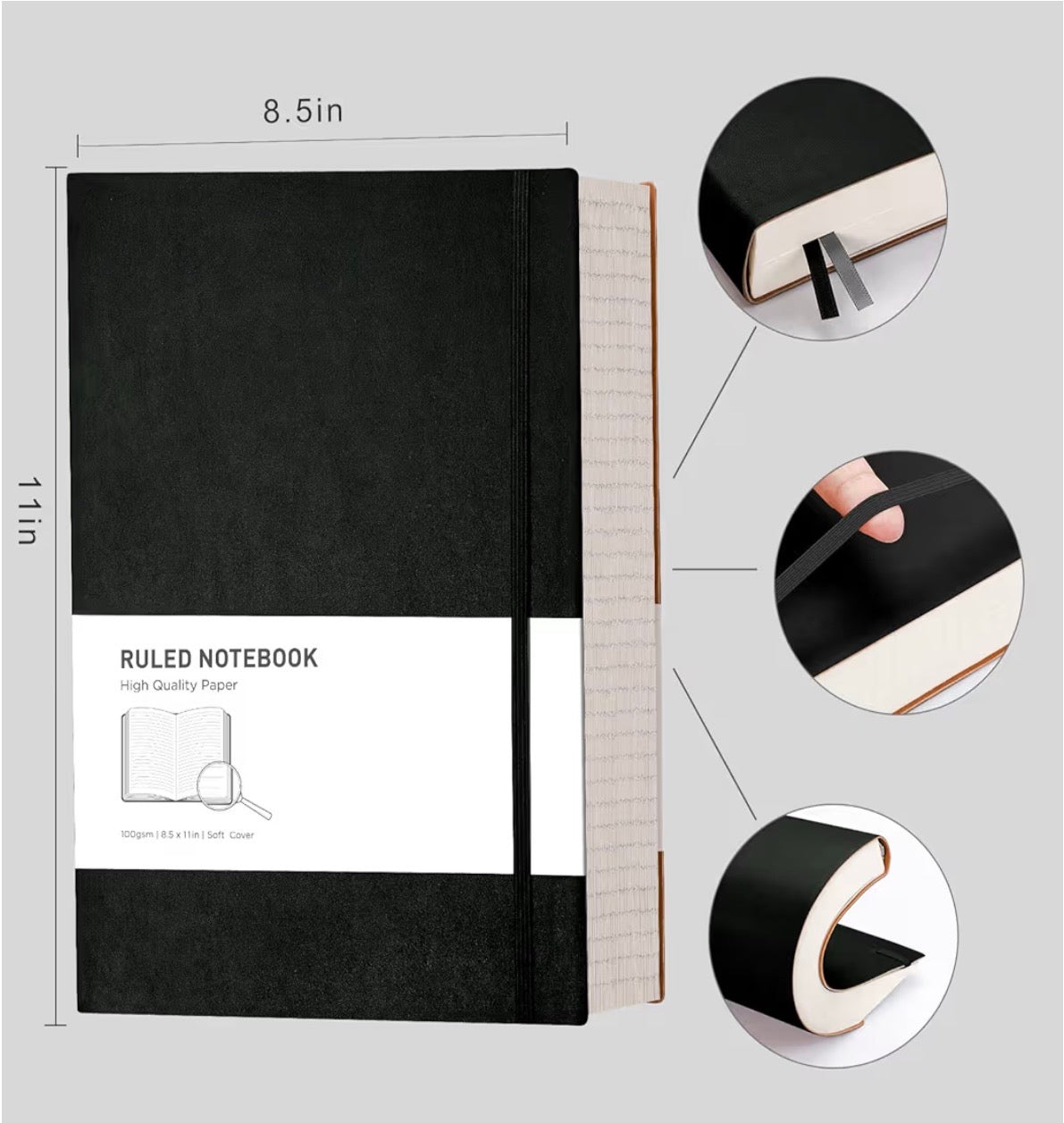 RETTACY A4 Lined Notebook 320 Pages 100 GSM