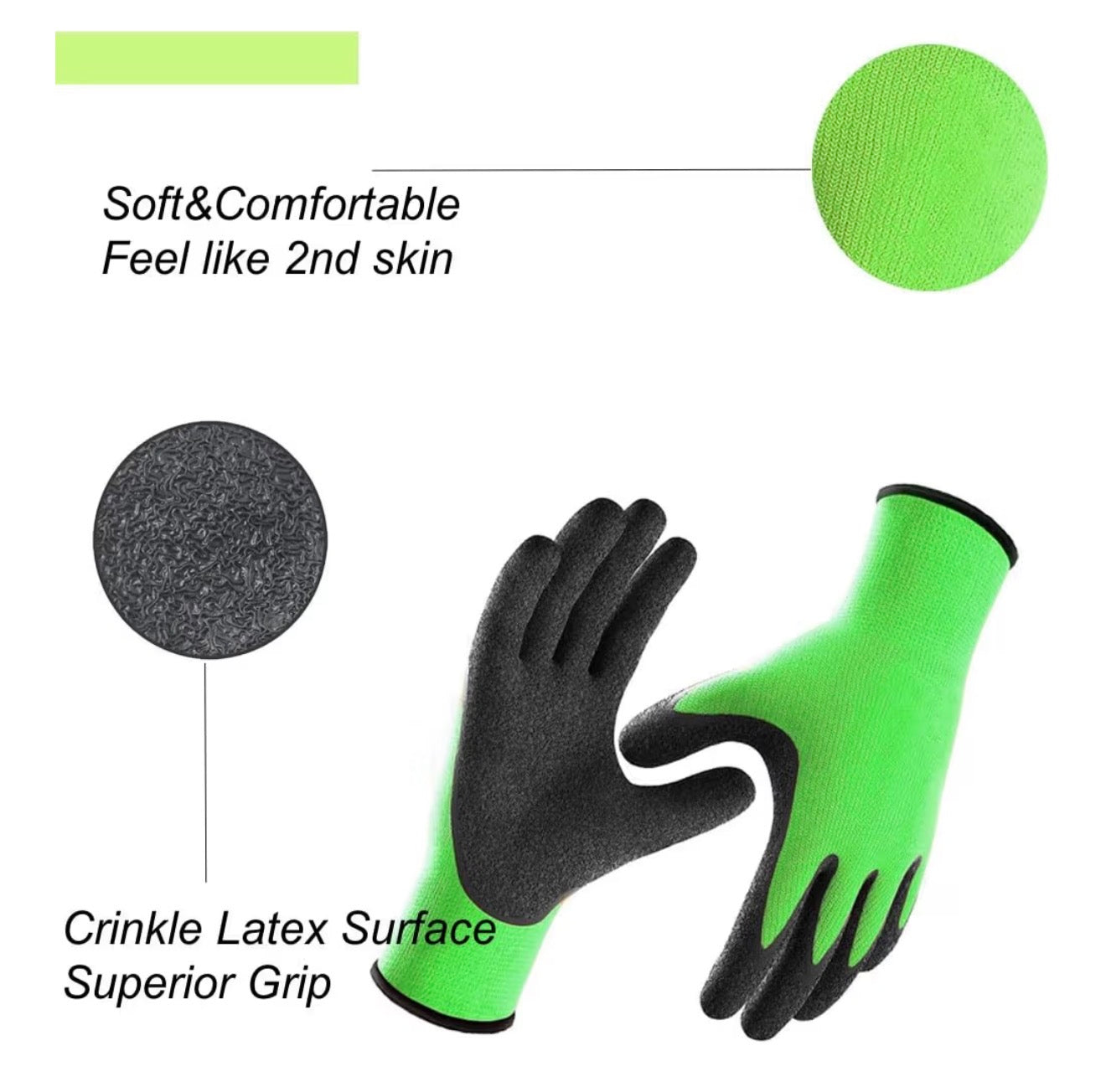 3 Pairs Gardening Gloves Superior Grip Durable Breathable Work Gloves