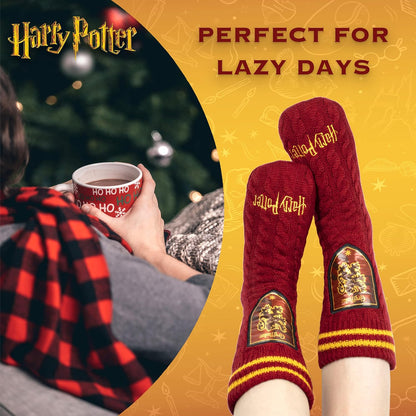 - Women'S Slippery Socks - Burgundy Gryffindor/Black Woolly Bed Socks - One Size Fits Women'S Size 5-8 - Official Merchandise