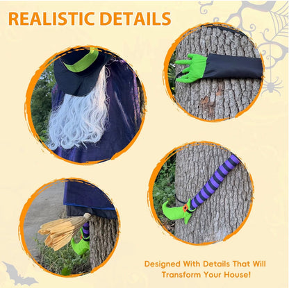 64-Inch Purple Crashing Witch Halloween Decoration | Minja Superstore