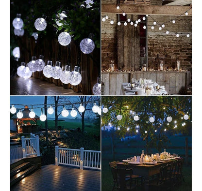Solar Garden String Lights 100 LED Crystal Ball Fairy Lights 17m