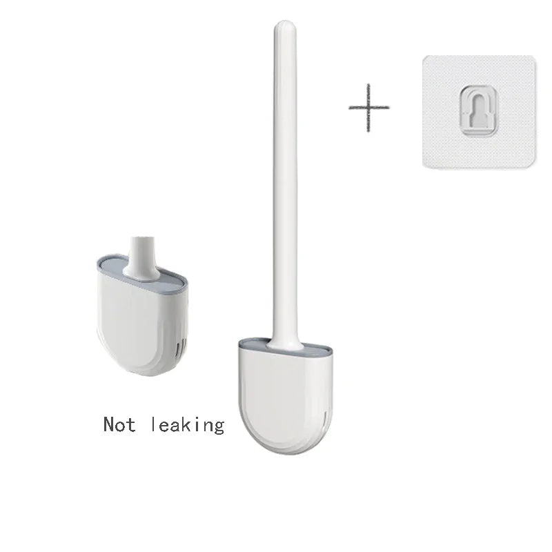 Hanging Silicone Toilet Brush with Extended Handle and Quick-Drying Holder - The Ultimate Bathroom Cleaning Solution