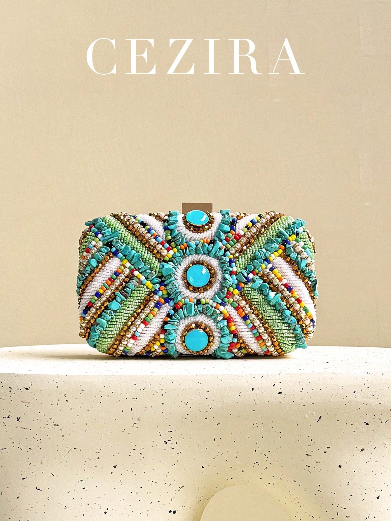 CEZIRA Women'S Glamorous Luxury Colorful Beads Faux Pearls Clutch Metal Frame Case Evening Bag Long Chain Purse Pouch Fashionable Elegant for Party Wedding Dinner Banquet Gift Vacation Holiday, Elegant Faux Pearl Bag, Prom Bag for Party