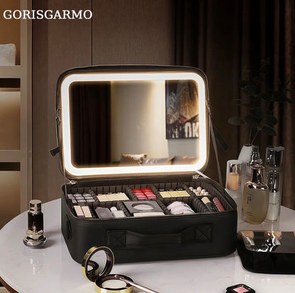 GORISGARMO Travel Makeup Bag with LED Mirror