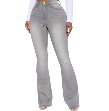 Audrey Booty Lifting Stretch Flare Jeans Grey