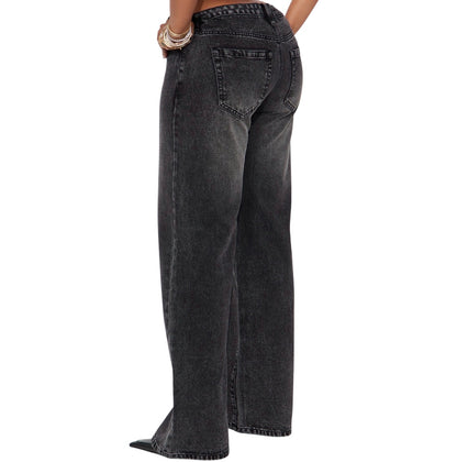 Westside Low Rise Wide Leg Jeans Black Wash