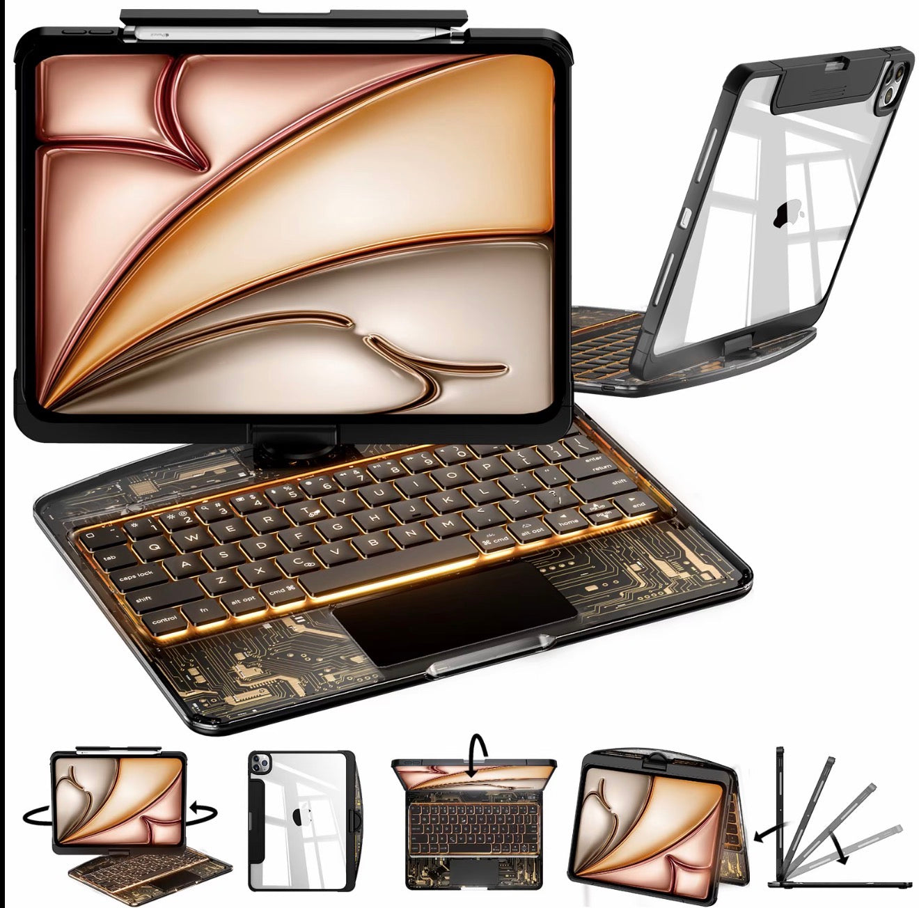 All-in-One Clear Keyboard Case for iPad Pro and iPad Air