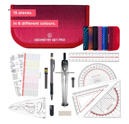 CALCUSO Geometry Set PRO with Compass & Protractor Blue Case