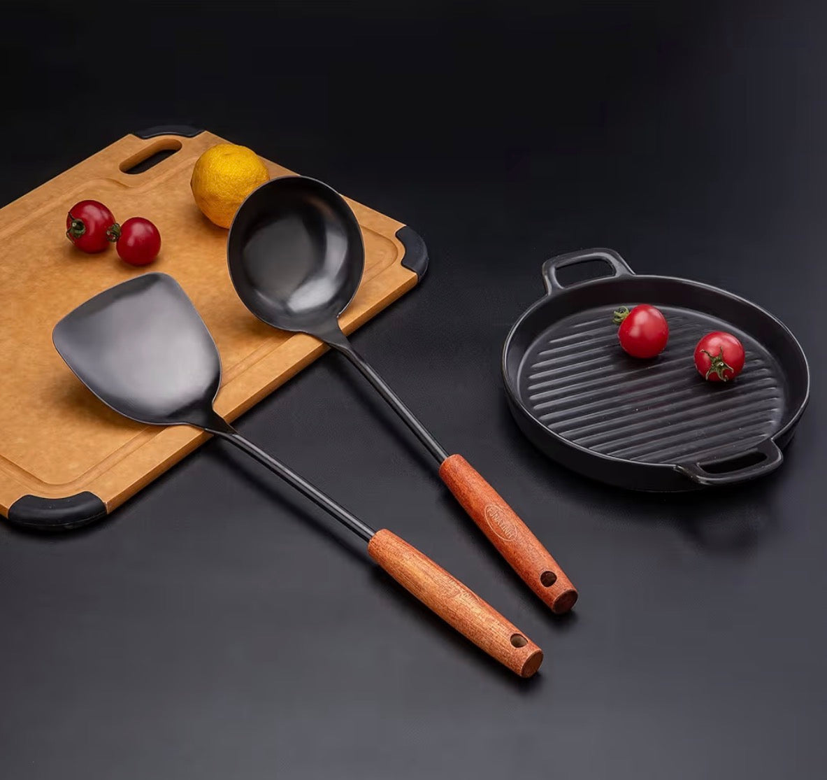 Spatula & Ladle Wok Tool Set, 14.2-15 inches wok utensils, Stainless Steel wok spatula
