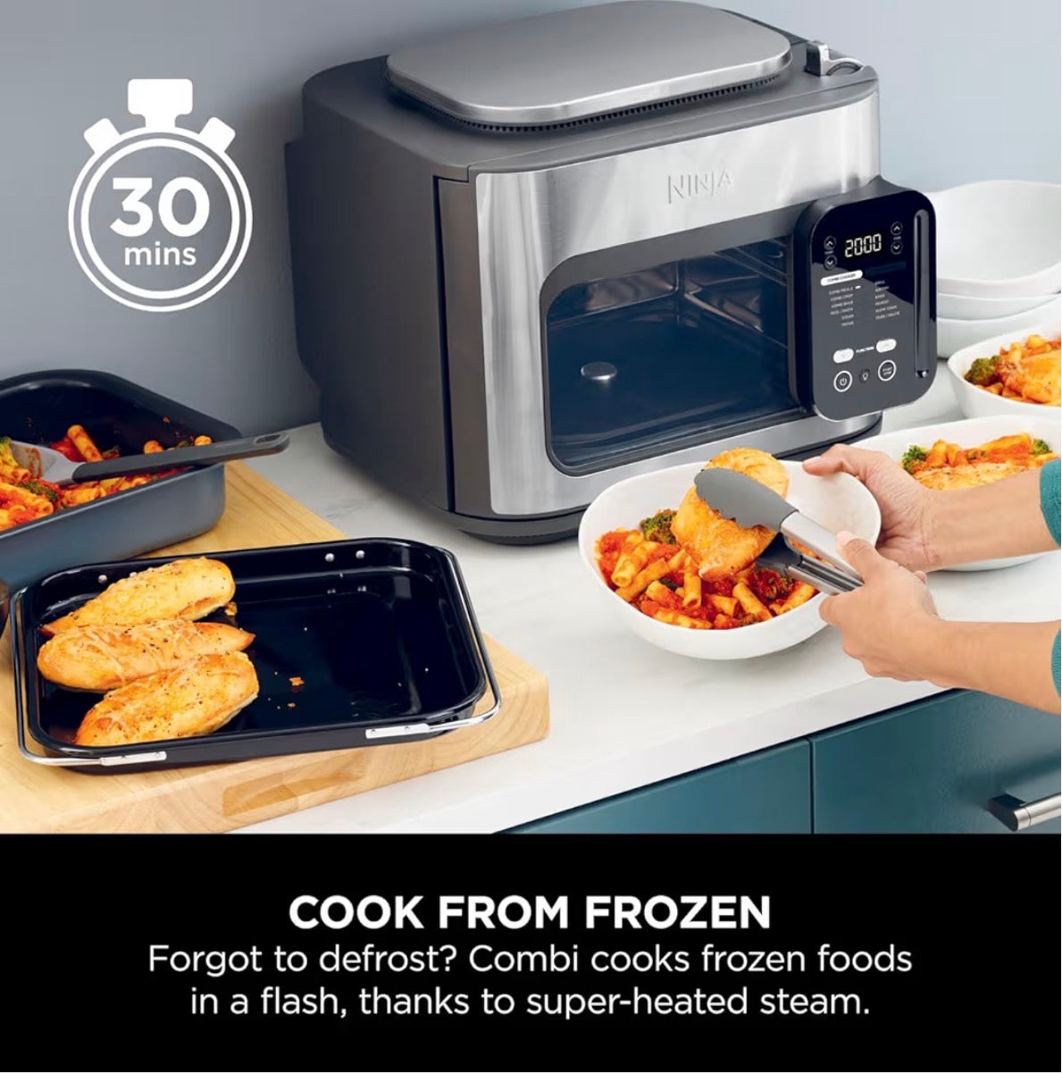 Combi 12-In-1 Multi-Cooker, Oven & Air Fryer, 12 Cooking Functions, Make 15 Minute* Family-Size Meals, Includes Bake Tray, Pan, & Recipe Guide, Grey, SFP700UK