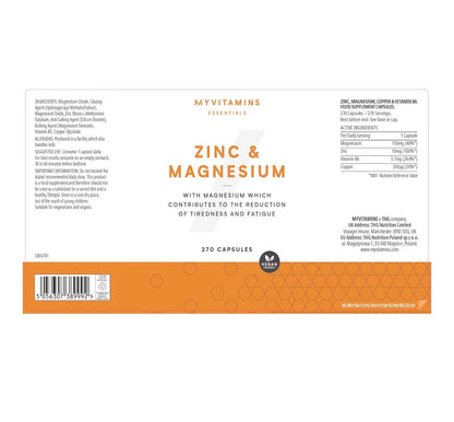 Myvitamins Zinc Magnesium Capsules with Vitamin B6 270